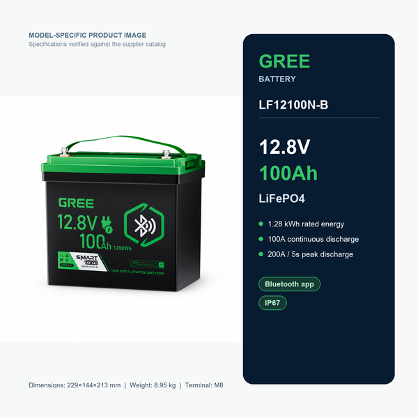 Gree LF12100N-B 12.8V 100Ah LiFePO4 product specifications