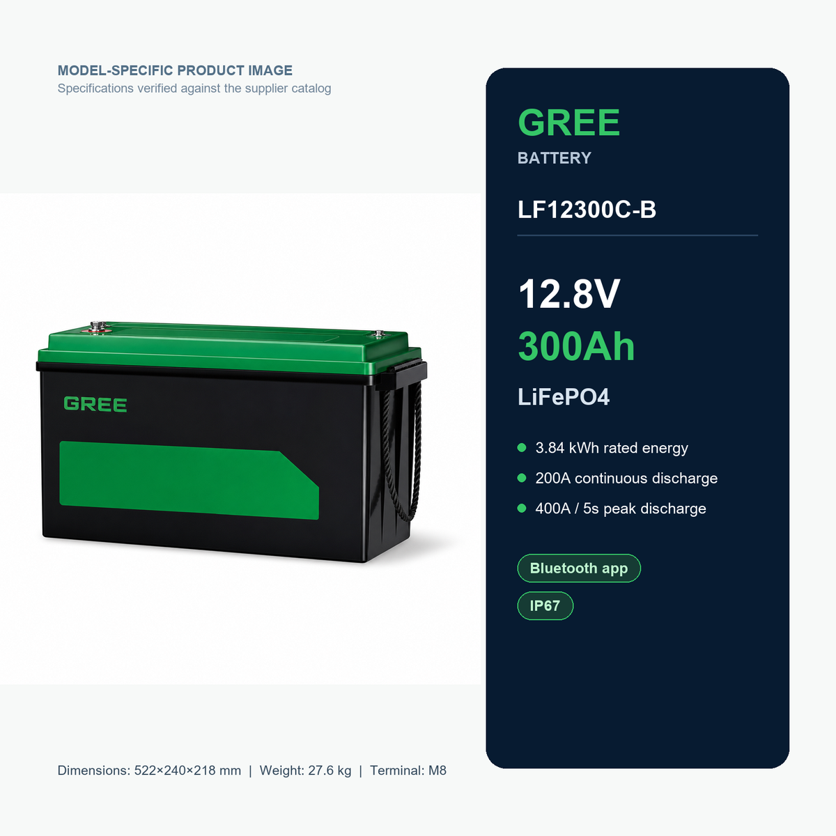 Gree LF12300C-B 12.8V 300Ah LiFePO4 product specifications Main image