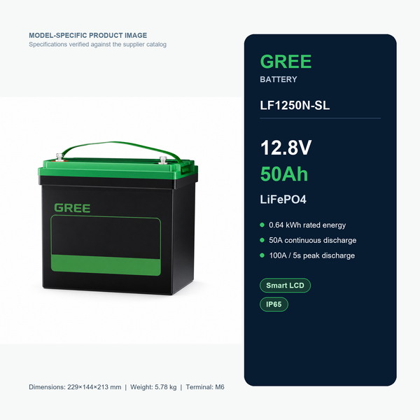 Gree LF1250N-SL 12.8V 50Ah LiFePO4 product specifications