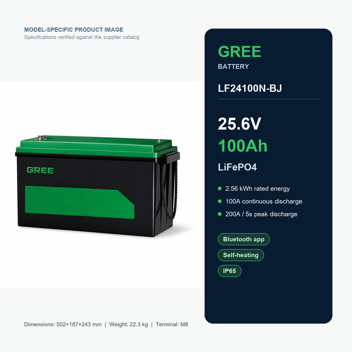 Gree LF24100N-BJ 25.6V 100Ah LiFePO4 product specifications