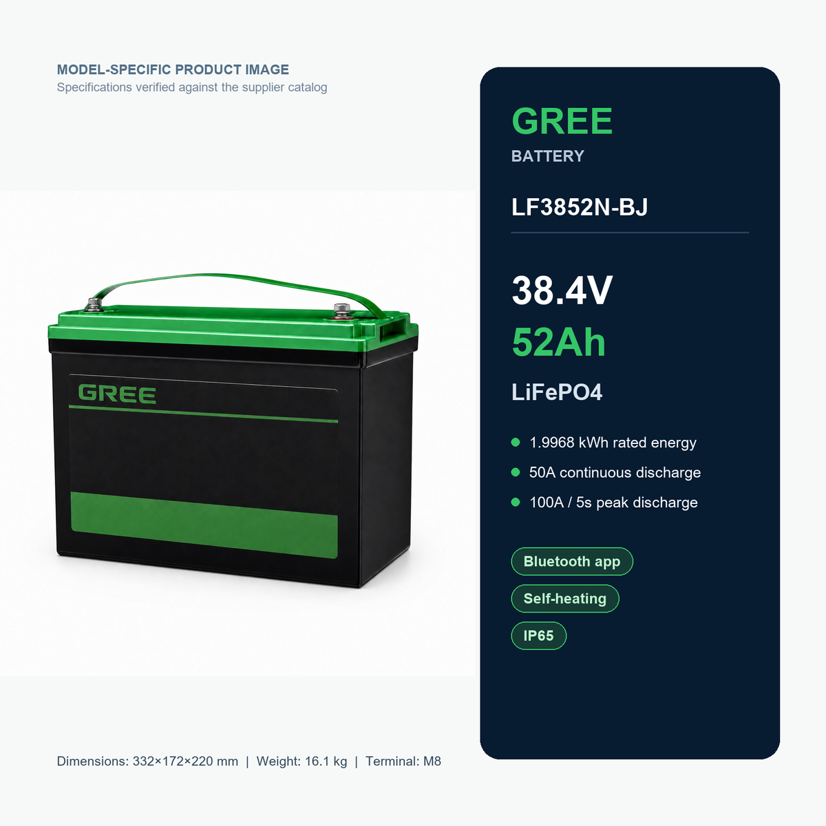 Gree LF3852N-BJ 38.4V 52Ah LiFePO4 product specifications Main image