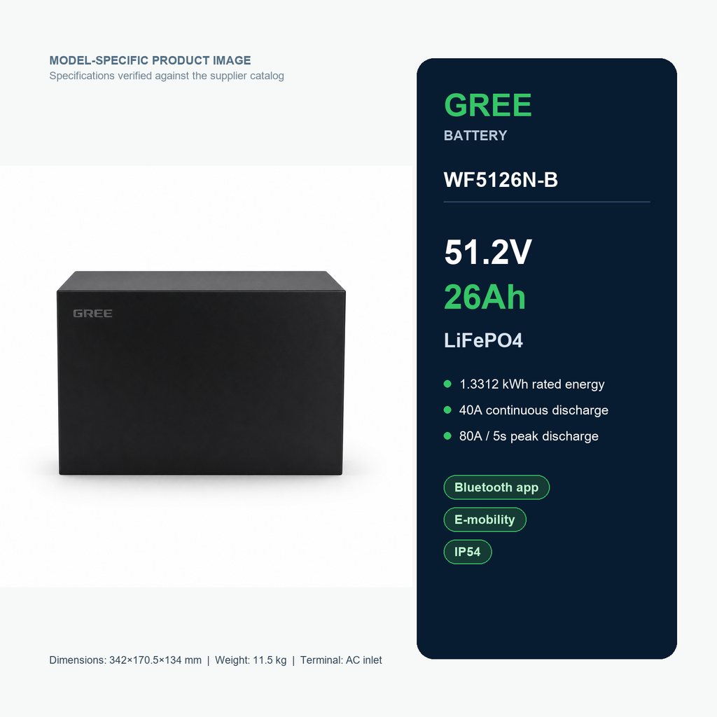 Gree WF5126N-B 51.2V 26Ah LiFePO4 product specifications